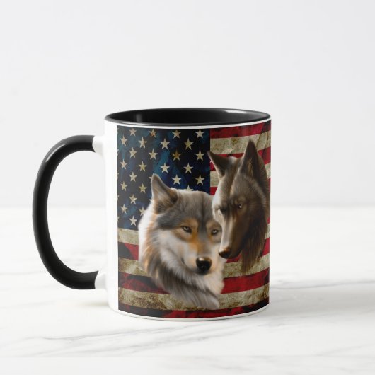 Mug Drapeau américain des loups (Gauche)