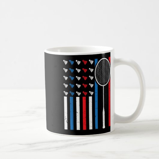 Mug Drapeau américain drôle avec navettes Badminto vin (Droite)