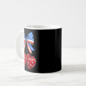 Mug Drapeau Américain Drôle Cherry Coquette Bow 4 Juil (Devant gauche)