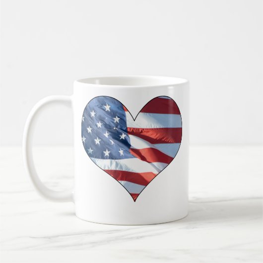 Mug Drapeau américain en forme de coeur patriotique (Gauche)