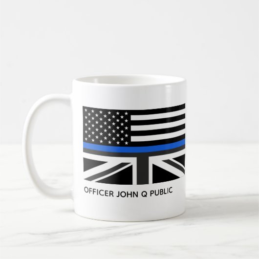 Mug Drapeau américain et britannique Thin Blue Line pe (Gauche)