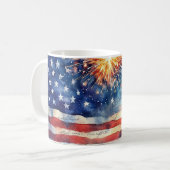 Mug Drapeau américain. Feux d'artifice.  (Devant gauche)