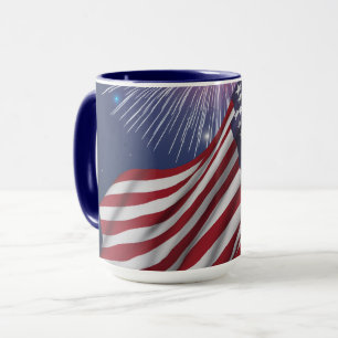 Mug Drapeau américain & Feux d'artifice