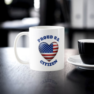 Mug Drapeau américain   Icône Coeur 3D   Fier citoyen 