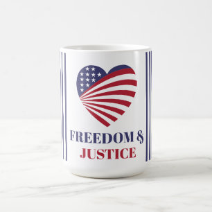 Mug Drapeau américain Liberté & Justice avec Cœur.