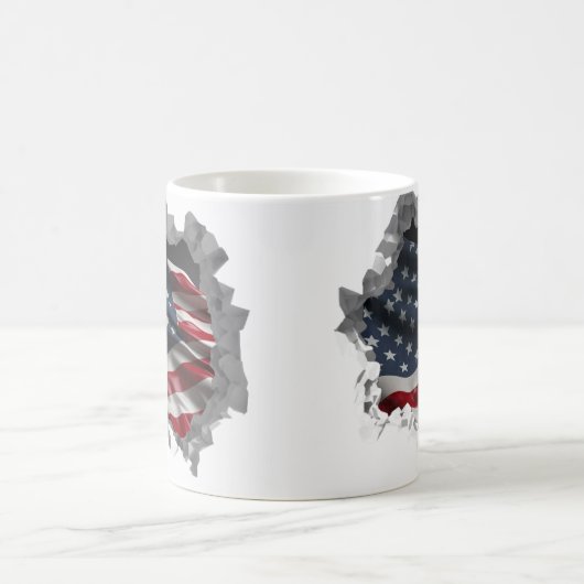 Mug Drapeau américain Patriotic USA Effet mur brisé (Centre)