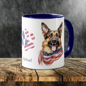 Mug Drapeau américain patriotique berger allemand chie