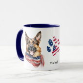 Mug Drapeau américain patriotique berger allemand chie (Devant gauche)