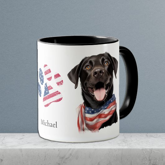 Mug Drapeau américain patriotique Black Labrador Retri