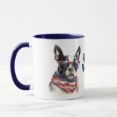 Mug Drapeau américain patriotique Boston Terrier Chien (Gauche)
