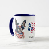 Mug Drapeau américain patriotique Boston Terrier Chien (Devant gauche)