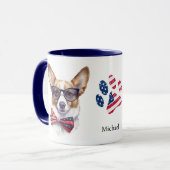 Mug Drapeau américain patriotique Corgi Chien (Devant gauche)