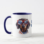 Mug Drapeau américain patriotique Dachshund Chien (Gauche)
