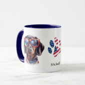 Mug Drapeau américain patriotique Dachshund Chien (Devant gauche)
