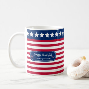 Mug Drapeau américain patriotique Joyeux 4 juillet Nom