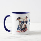 Mug Drapeau américain patriotique Pitbull Chien (Gauche)