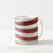 Mug Drapeau américain peint sur texture de bois rustiq (Devant droit)