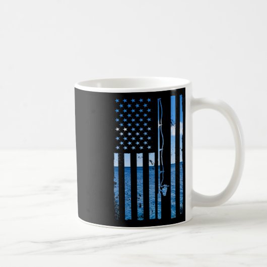 Mug Drapeau américain Poisson Pêcheur Pêcheur Drôle B  (Droite)