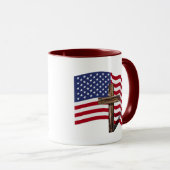 Mug Drapeau américain qui flotte et croix robuste (Devant droit)