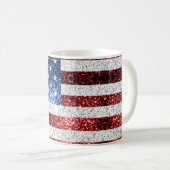 Mug drapeau américain rouge blanc brillant parties sci (Devant droit)