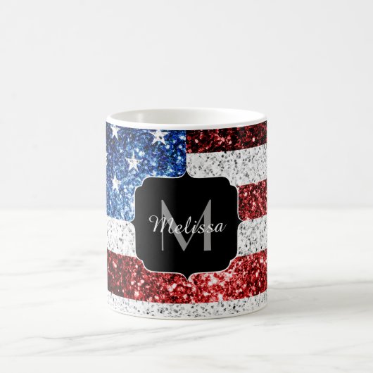 Mug Drapeau américain rouge blanc brillant parties sci (Centre)