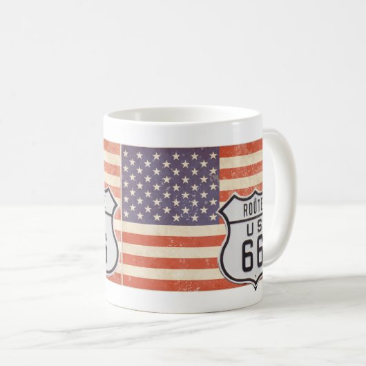 Mug Drapeau américain Route 66 (Devant droit)