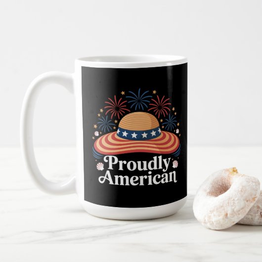 Mug Drapeau américain Sunhat - Fièrement américain (Avec donut)