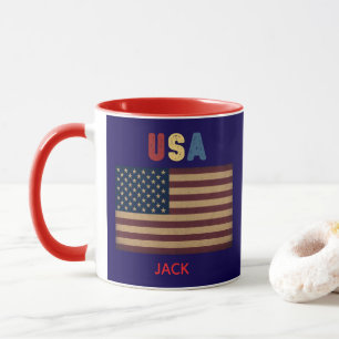 Mug Drapeau américain Unisexe USA Vibe Rétro