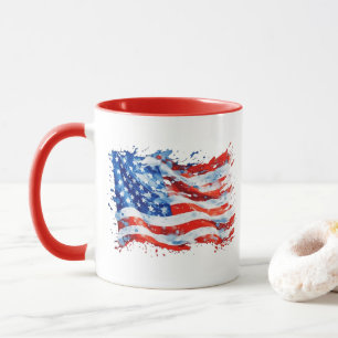 Mug Drapeau américain USA Aquarelle 4 juillet