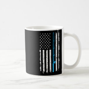 Mug Drapeau Américain Vintage Canne à Pêche Manche Cou
