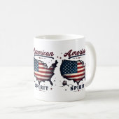 Mug Drapeau américain vintage USA Carte Art déprimé (Devant droit)