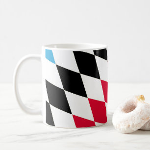 Mug Drapeau bavarois diamant noir rouge jaune bleu mot