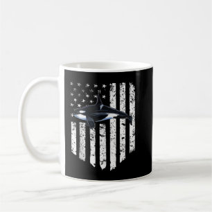 Mug Drapeau blanc américain Orca Killer Whale 4 juille