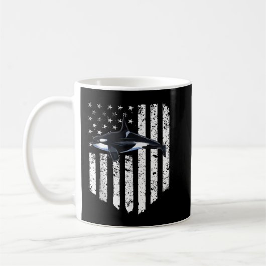 Mug Drapeau blanc américain Orca Killer Whale 4 juille (Gauche)