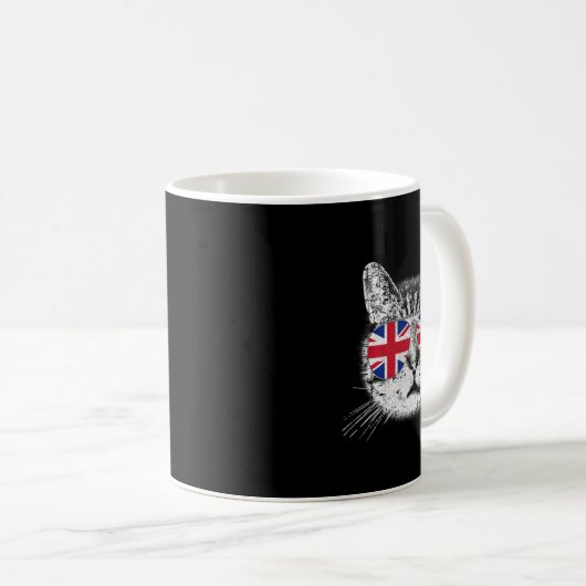 Mug Drapeau britannique Angleterre Chat Sungles Gif Un (Devant droit)