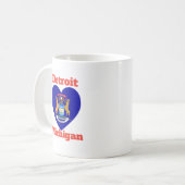 Mug Drapeau cardiaque Detroit Michigan (Devant gauche)