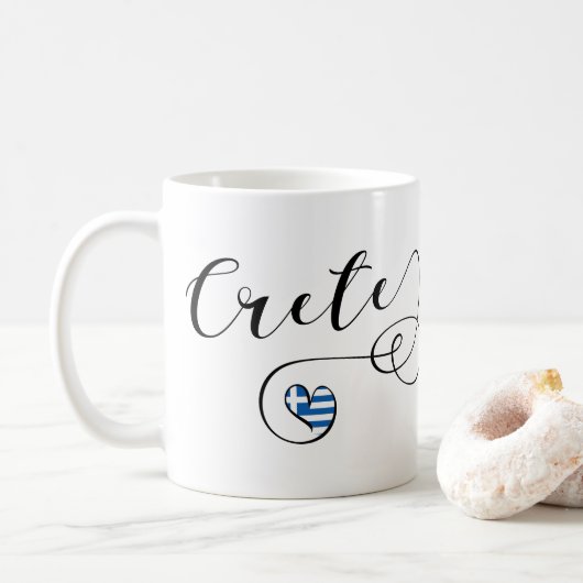 Mug Drapeau cardiaque en Crète, Grèce, Crétois (Avec donut)