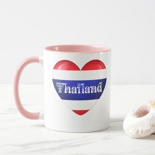 Mug Drapeau cardiaque en Thaïlande (Avec donut)