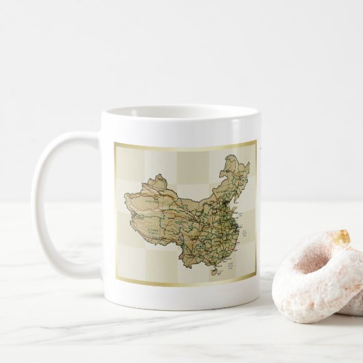 Mug Drapeau + Carte de Chine (Avec donut)