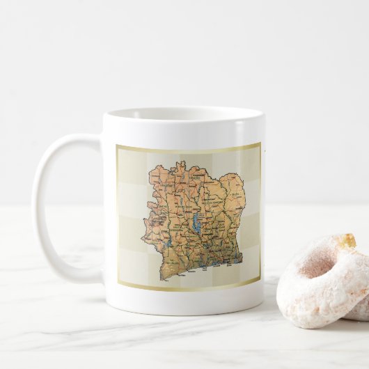 Mug Drapeau + Carte de la Côte d'Ivoire (Avec donut)