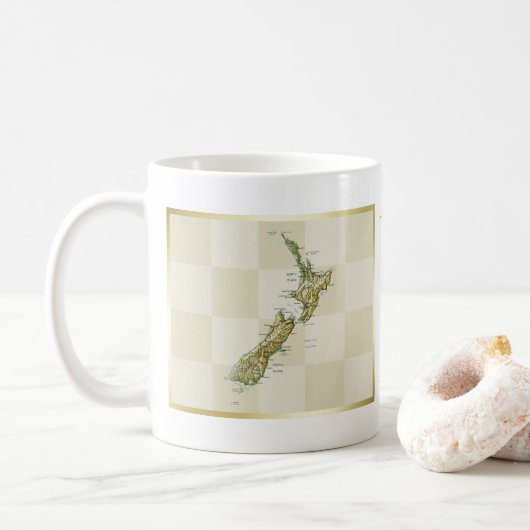 Mug Drapeau + Carte de Nouvelle-Zélande (Avec donut)