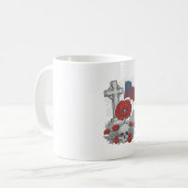 Mug Drapeau coquelicot commémoratif Croix Gravure Vint (Devant gauche)