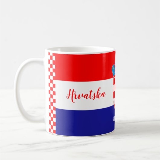 Mug Drapeau Croate Avec Chèques Blanc Rouge Nom Texte (Gauche)