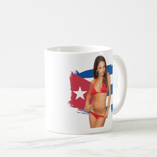 Mug Drapeau cubain avec la conception de fille de (Devant droit)
