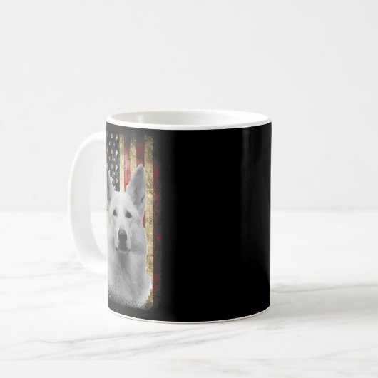 Mug Drapeau de Berger Allemand Blanc Patriotique Améri (Devant gauche)