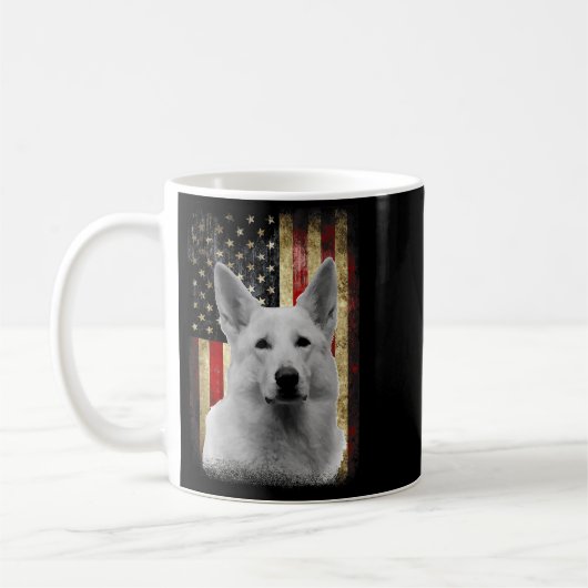 Mug Drapeau de Berger Allemand Blanc Patriotique Améri (Gauche)