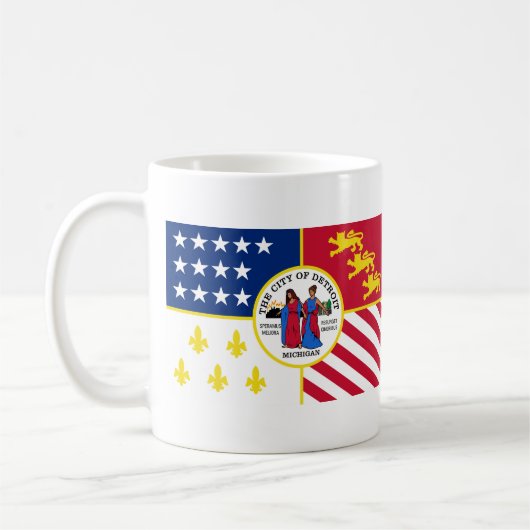 Mug Drapeau de Detroit, Michigan (Gauche)