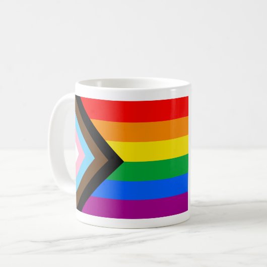 Mug Drapeau de fierté de progrès LGBTQ+ (Devant gauche)