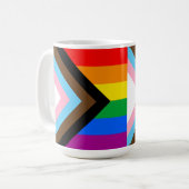 Mug Drapeau de fierté de progrès LGBTQ+ (Devant gauche)