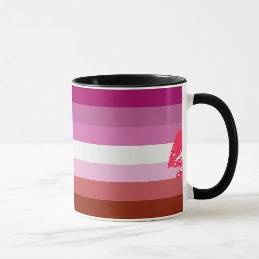 Mug Drapeau de fierté lesbienne au rouge à lèvres (Droite)